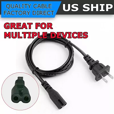 AC Power Cord Cable For PS4 & PS3 Slim Super Slim PS2 XBOX PSV PC 2 Prong LAPTOP • $2.85