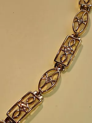 £7.99 • Buy Vintage  Bracelet Tennis Ornate Stamped Panel Gold Plated Costume Jewellery