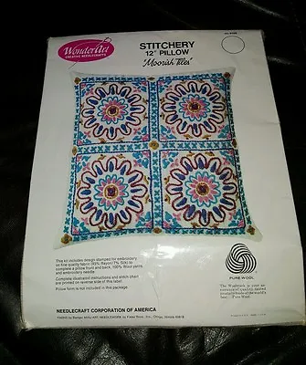 New WonderArt Stitchery 12  Pillow Moorish Tiles Vintage Embroidery Kit 9109 • $24.99