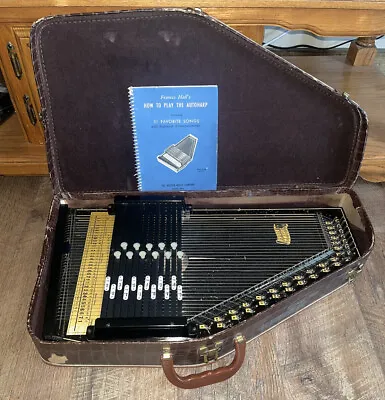 Vintage Oscar Schmidt Black Wooden Autoharp Custom Crocodile Skin Case • $70