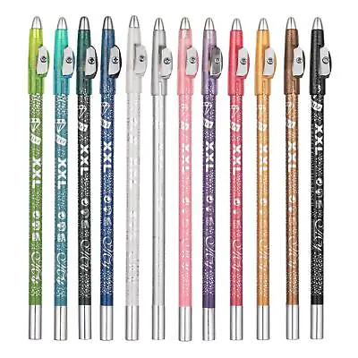 12Pcs Glitter Colour Eyeliner Lip Eyeshadow Pencil Pen Makeup With Sharpener • £4.49