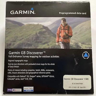 Garmin GB Discoverer 1:50K All Of Great Britain Preprogrammed Data Card. • £19.99