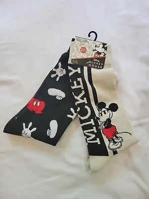 Disney Socks Mickey Mouse Crew Size 6-12   Men's Sizing Gray And Black NEW • $12.99