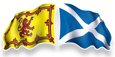 Scotland Waving Rampant Lion & Saltire Flag Stickers Car Van Lorry Laptop • £2.15