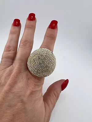 Michael Kors Women Yellow Gold Plated Sparkly Pave Crystal Dome Statement Ring 7 • $45