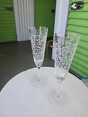 Villeroy & Boch Floral Etched Glass Champagne Flutes (2) • $65