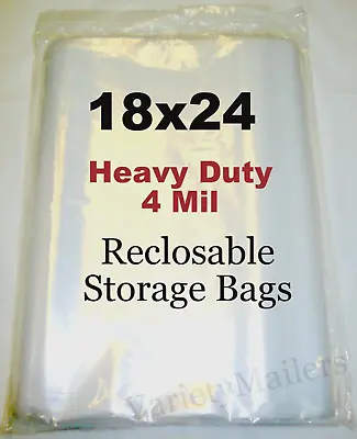 5 EXTRA LARGE 18''x 24'' Clear Reclosable 4 MIL HEAVY DUTY Storage Bags • $10.50