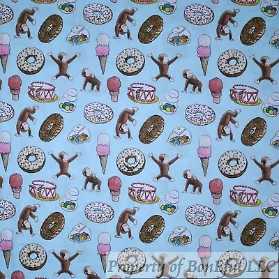 BonEful Fabric Cotton Quilt Curious George Monkey Ice Cream Donut Candy CA SCRAP • $0.86