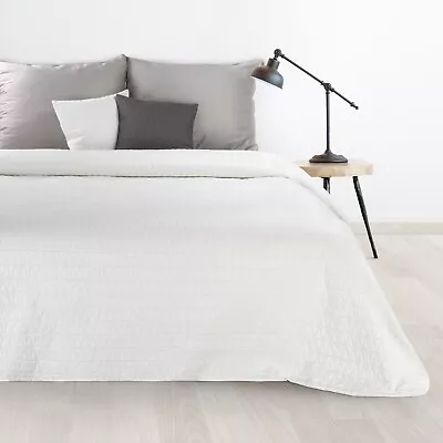 Quilted Velvet Bedspread King Size 220x240cm White Bedspread UK White Bedding • £95