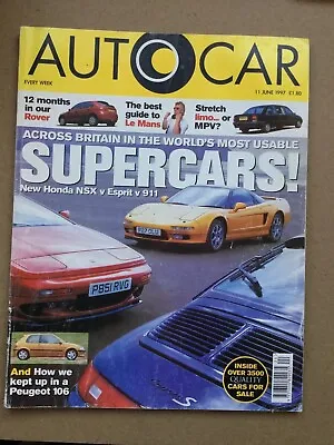 $8.67 • Buy Autocar Magazine - 11 June 1997 - Honda NSX V Esprit V 911 Volvo V70R Passat VR5
