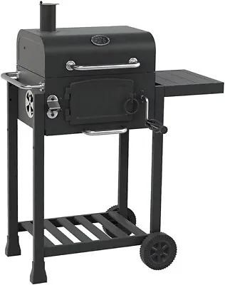 Jr. Smoker Barbecue Outdoor Charcoal Portable Grill Camping BBQ Wheel Side Table • £99.99