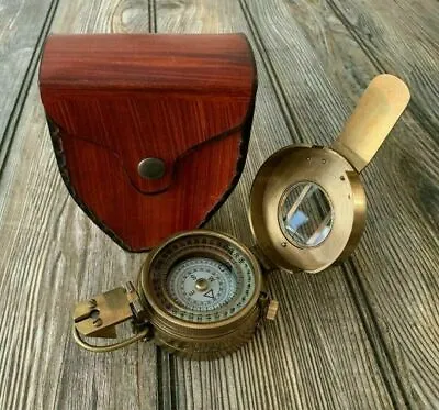 Nautical Marine Vintage Solid Brass WWII Military Pocket Sundial Compass Gift • $45