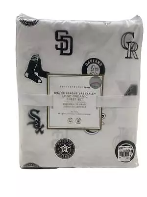 Major League Baseball Logo Organic Sheet Set XL Twin White/Black • $27.99