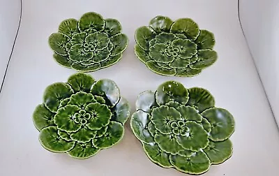 4 Majolica Geranium Green Leaf Salad Plates By Belo Made In Portugal 8  • $99