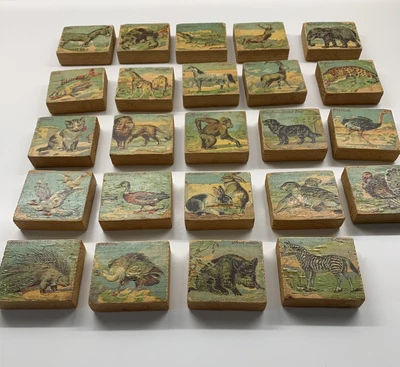 £175 • Buy Antique Victorian Child’s Animal Alphabet Blocks Lithographed Full Set RARE