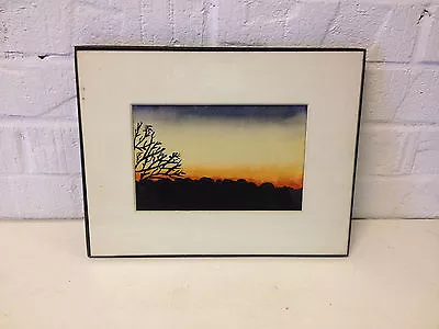 Vintage Mid Cent. 1965 Watercolor Landscape Painting Sunset From Turkey Hill PA • $35