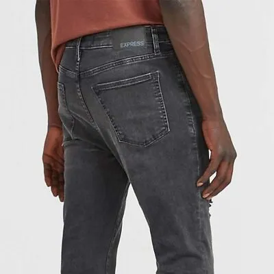 EXPRESS Jeans Mens Hyper Stretch Distressed Slim SIZE 36in X 30in • $27.99