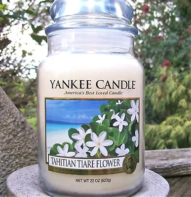 Yankee Candle  TAHITIAN TIARE FLOWER ~ Large 22 Oz.~ WHITE LABEL ~ RARE ~ NEW • £85.85