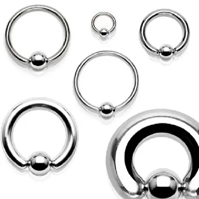 Large Heavy Captive Bead Ring CBR Steel Ear BCR Prince Albert Tragus 0.8-10mm • £2.93