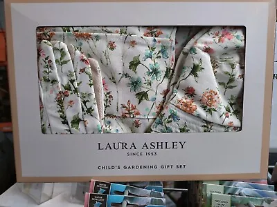 Laura Ashley Kids Gardening Gift Set Meadow Gloves Apron Hat Kneeler - Pink • £30