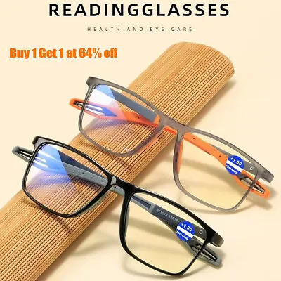Mens Reading Glasses Readers Anti-blue Light Men Portable +1.0 +2.0 +3.0 +4.0 • £3.70