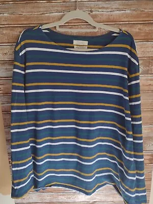 Seasalt Cornwall Yellow And Blue Stripe Sailor Top Size 26-28 • £15