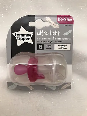 Tommee Tippee Ultra Light Ortho Pacifier Binky Soother Pink White Girls 18-36M • $16.14