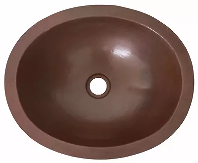 16x13 Oval Copper Bathroom Sink Mexican Hand Hammered Dual Mount Brown CPS02 • $149.99