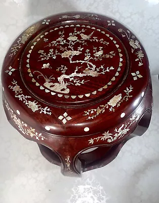 $700 • Buy Antique Chinese Rosewood And Inlaid Mother Of Pearl Barrel Stool