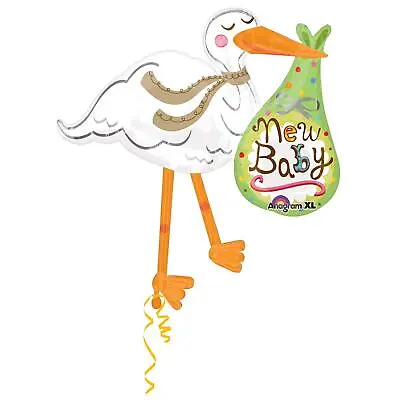  New Baby  Stork Bundle Dots Green 39  Balloon Mylar • $12.99