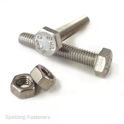 M14 / 14mm A2 Stainless Steel DIN933 Hex Head Full Thread Bolts Plus Full Nuts • £7.14