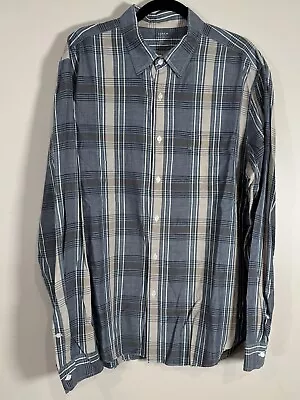 J. Crew Men's Lightweight Chambray Long Sleeve Button Up Plaid Shirt XL • $12