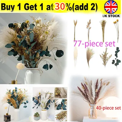 40/77PCS Dried Reed Flower Pampas Grass Mix Bouquet Artificial Leaves Home Decor • £3.89