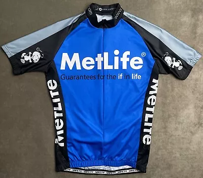 Safety Giro LIVESTRONG MetLife Blue Black Cycling Performance Jersey Men's Sz M • $37.91