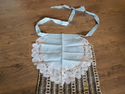 £15 • Buy ORIGINAL VINTAGE 50's /60s APRON / PINNY -BLUE With LACE TRIM HAND MADE BRUGGE