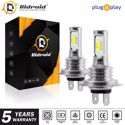 Pair H7 LED Headlight Bulbs Conversion Kit Super High/Low Beam 8000LM 6000K 200W • $11.60