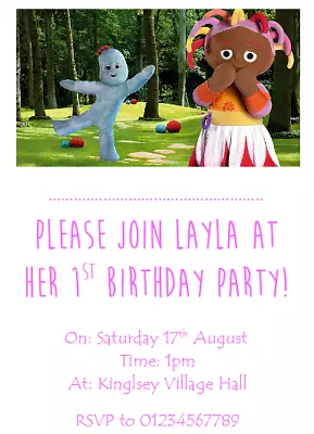 Personalised Photo Paper Card Party Invites Invitations IN THE NIGHT GARDEN #2 • £3.49