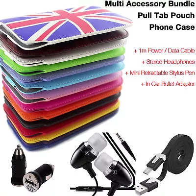 Quality Accessory Pack✔Protection Slide In Pull Tab Pouch Phone Case✔Union Jack • £12.95