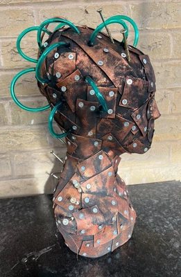£29.99 • Buy Steampunk 16  Hat Display Jewellery Mannequin Head ALIEN Metal Effect (Z)