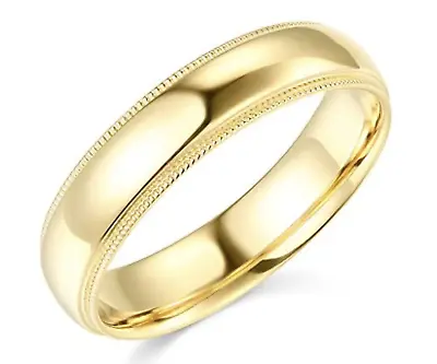 Solid Real 14K Yellow Gold Wedding Anniversary Band Ring Milgrain Mens Womens • $187.37