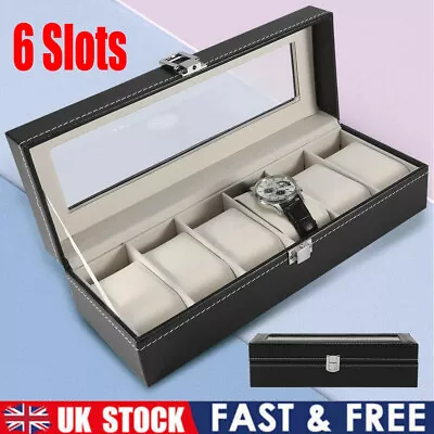 £9.95 • Buy 6 Slot Watch Box Watch Display Case Jewellery Storage Holder For Women Men Gift
