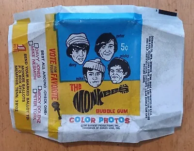 1967 The Monkees Color Photos- 5 Cent Wrapper-REPRINT • $7.99
