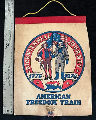 Vintage American Freedom Train Banner Flag 1976 US BICENTENNIAL Souvenir W/Pin • $19.99