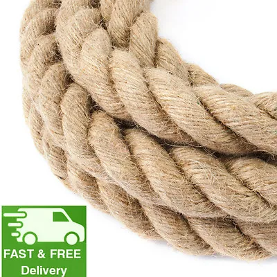 £3.99 • Buy 26 Mm Thick Jute Rope Twisted Braided Garden Decking Decoration Craft 1/2 M -50m