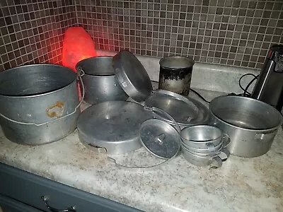 $46.99 • Buy Vtg PALCO 4 PARTY ALUMINUM COOK KIT CAMPING COOK WARE  SURVIVAL PREPARE USA