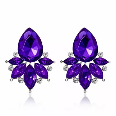 Fashion Flower Crystal Earrings Stud Women Drop Dangle Wedding Party Ear Jewelry • $1.58