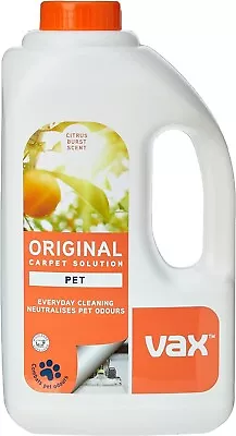 Vax Pet Carpet Cleaner Solution Shampoo Original Citrus Burst Scent 1.5L • £13.19