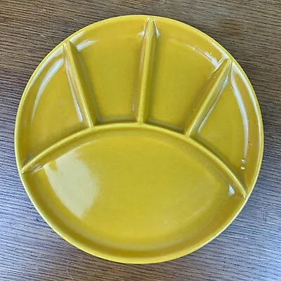 Vintage Jasba Keramic Fondue Divided Grill Plate Yellow 8-3/4  Made In Germany • $12