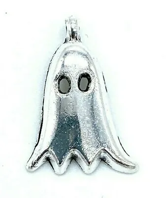 20mmx14mm Antique Silver Halloween Ghost Charm Pendant For DIY Jewelry Making • £1.80