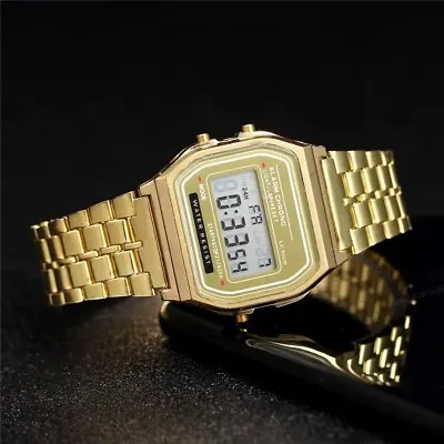 Men Gold Plated Luxury Watch Waterproof Sports Electronic Led Wristwatch • $41.69